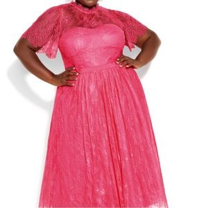 Pink Lace Midi Dress